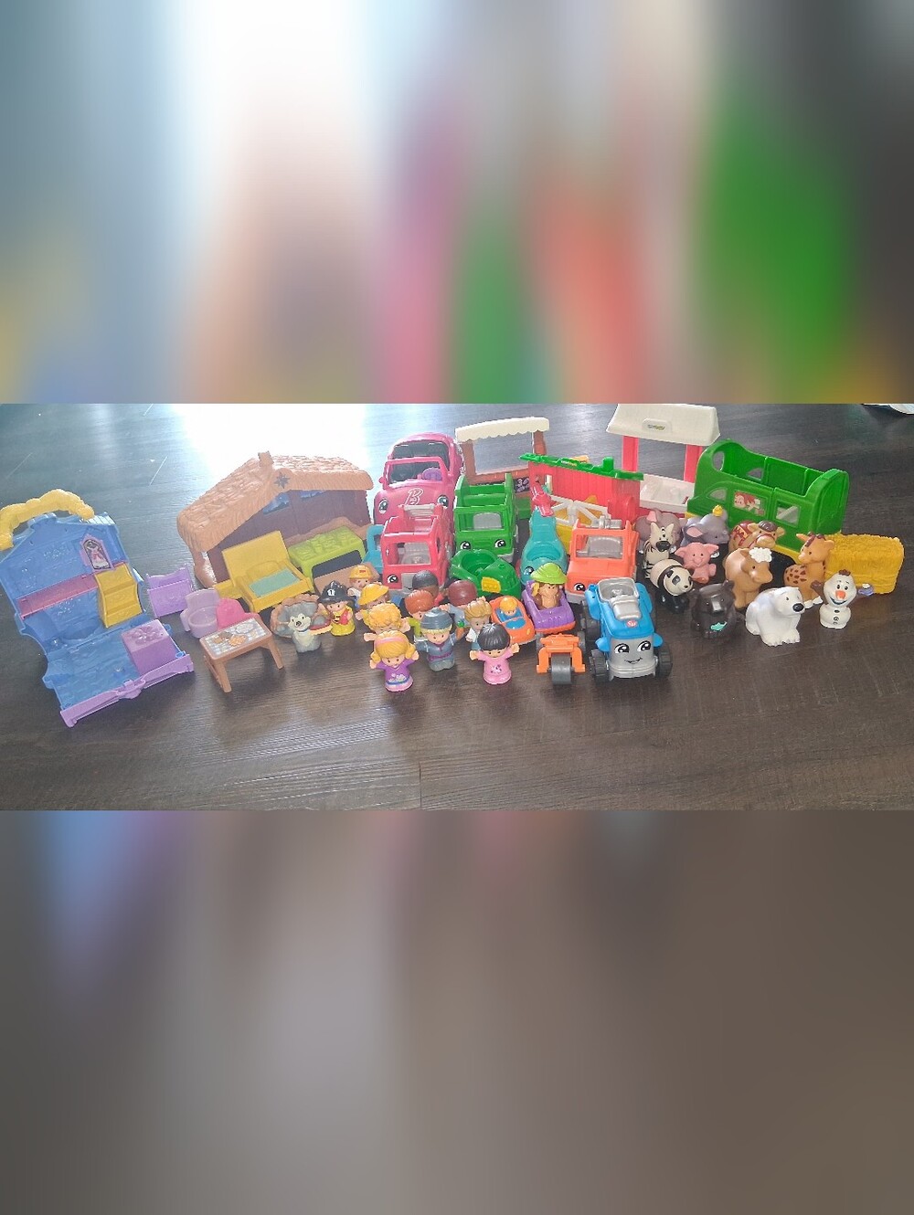 Large Set Of 50 Different Little People Items Cars, Wheelies, Talker Animals